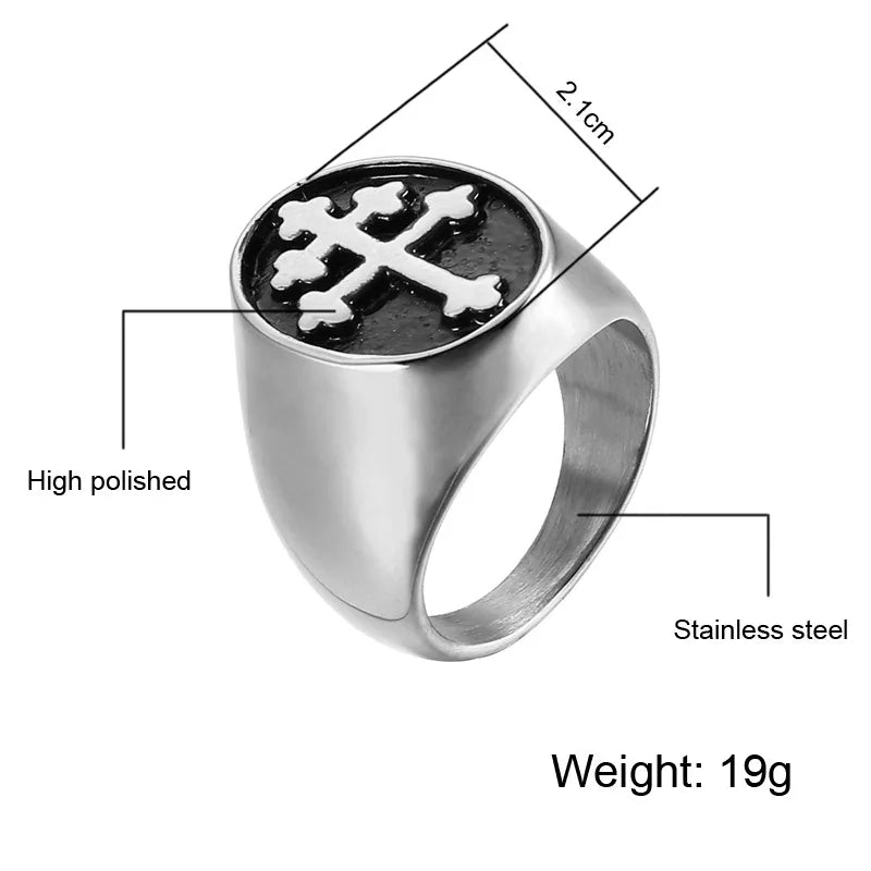 European and American personality new cross titanium steel ring men's retro punk ring