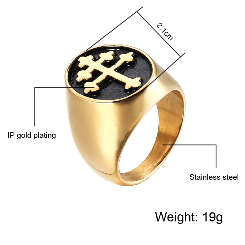 European and American personality new cross titanium steel ring men's retro punk ring