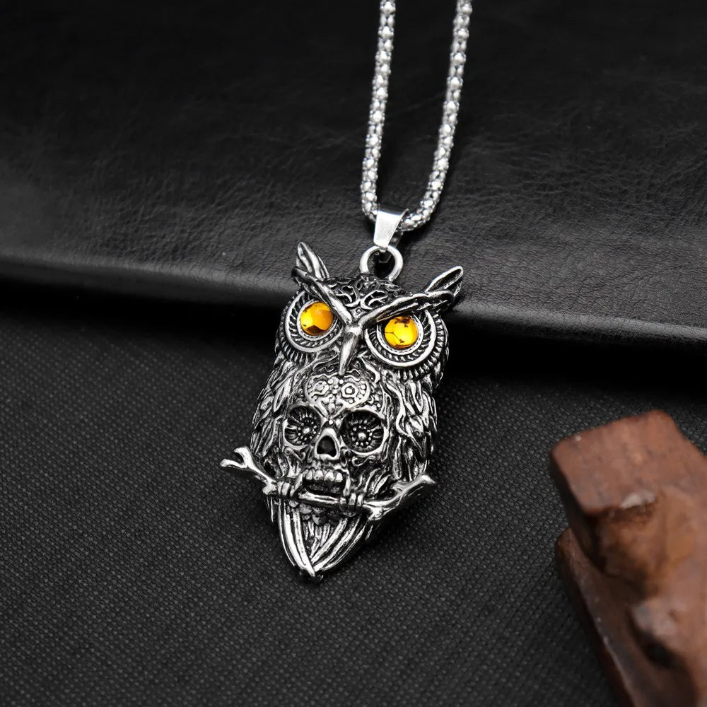 Demonia Skull Owl Pendant Necklace