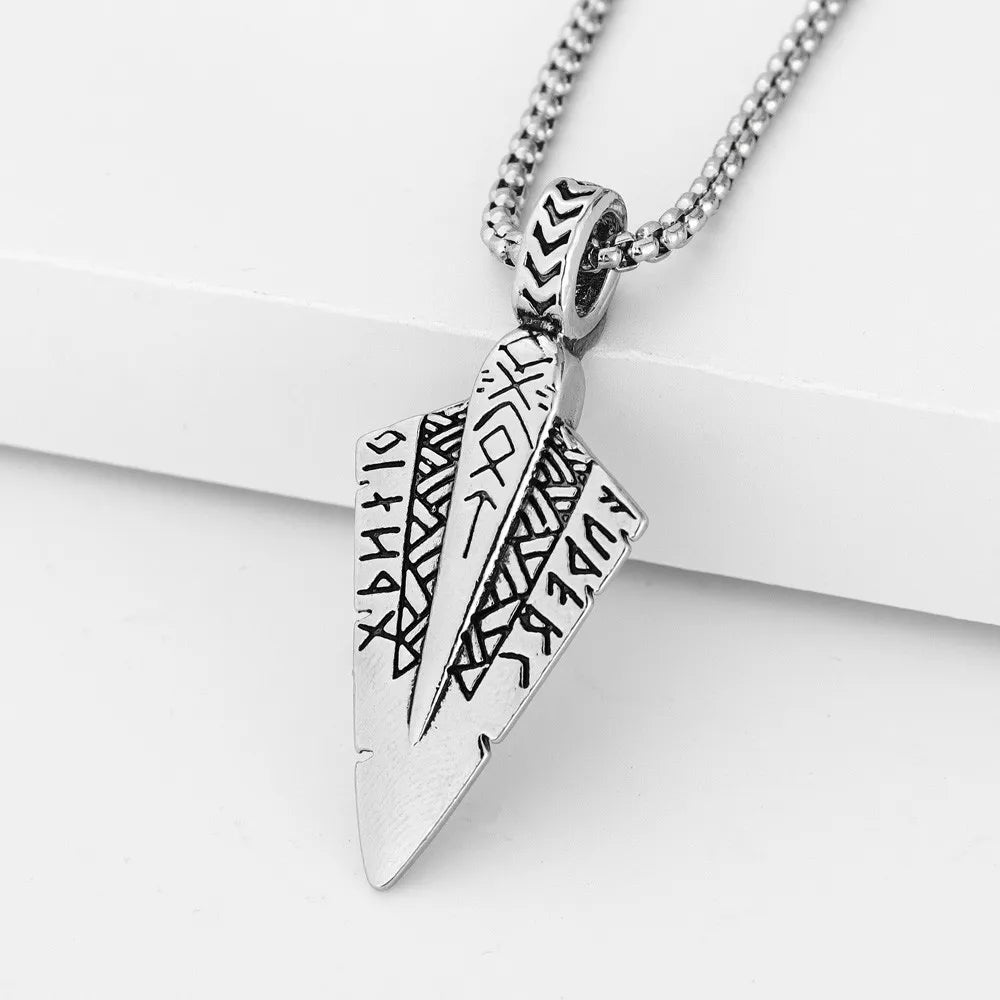 New Trendy Double sided Viking Arrow Pendant Necklace Charming Men's Necklace New Fashion Retro Jewelry Accessorie Festival Gift