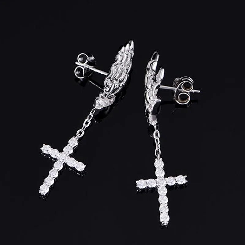 Demonia Skeleton Claw Cross Earrings