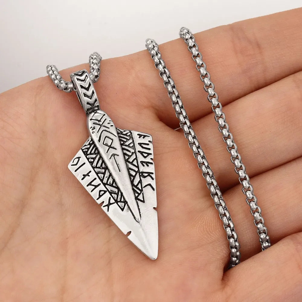 New Trendy Double sided Viking Arrow Pendant Necklace Charming Men's Necklace New Fashion Retro Jewelry Accessorie Festival Gift