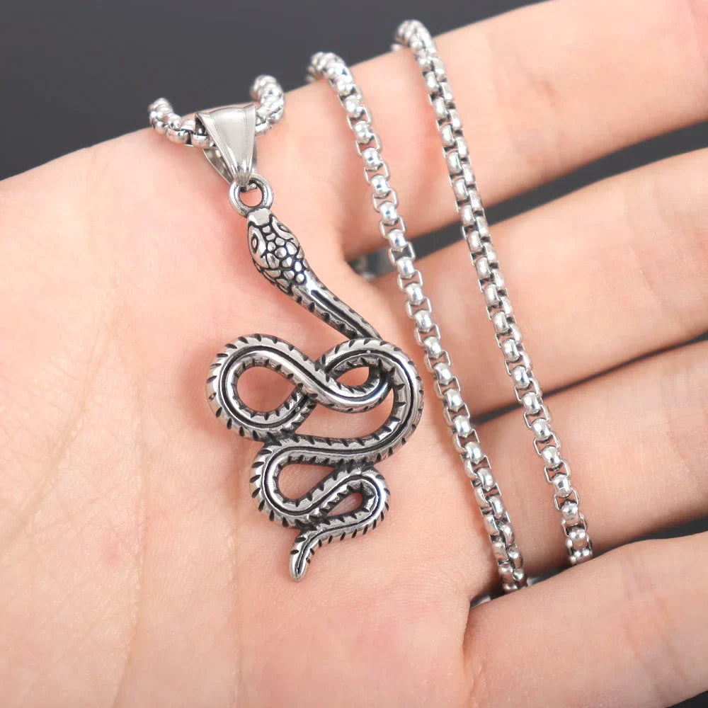 Vintage Fashion Snake Pendant Charm Men's Necklace Christmas Gift Valentine's Day Gift Protector Jewelry Accessories