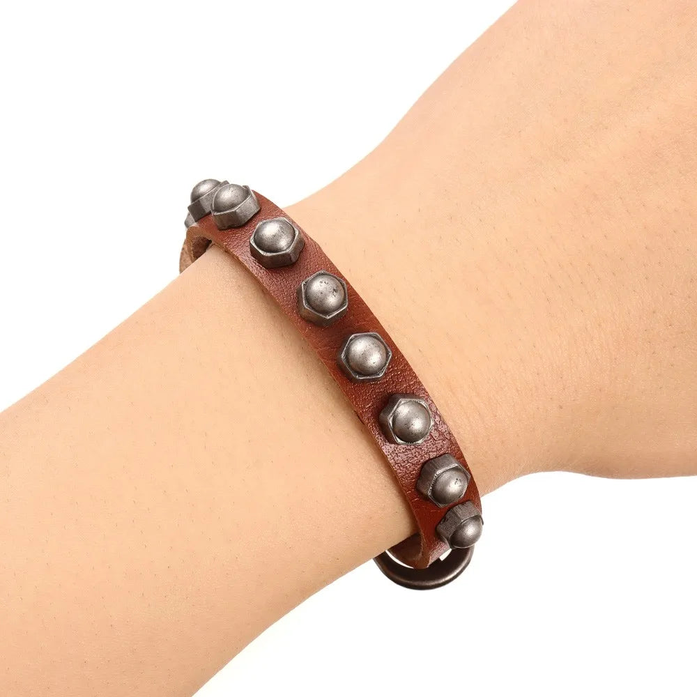 Demonia Leather Skull Bracelet
