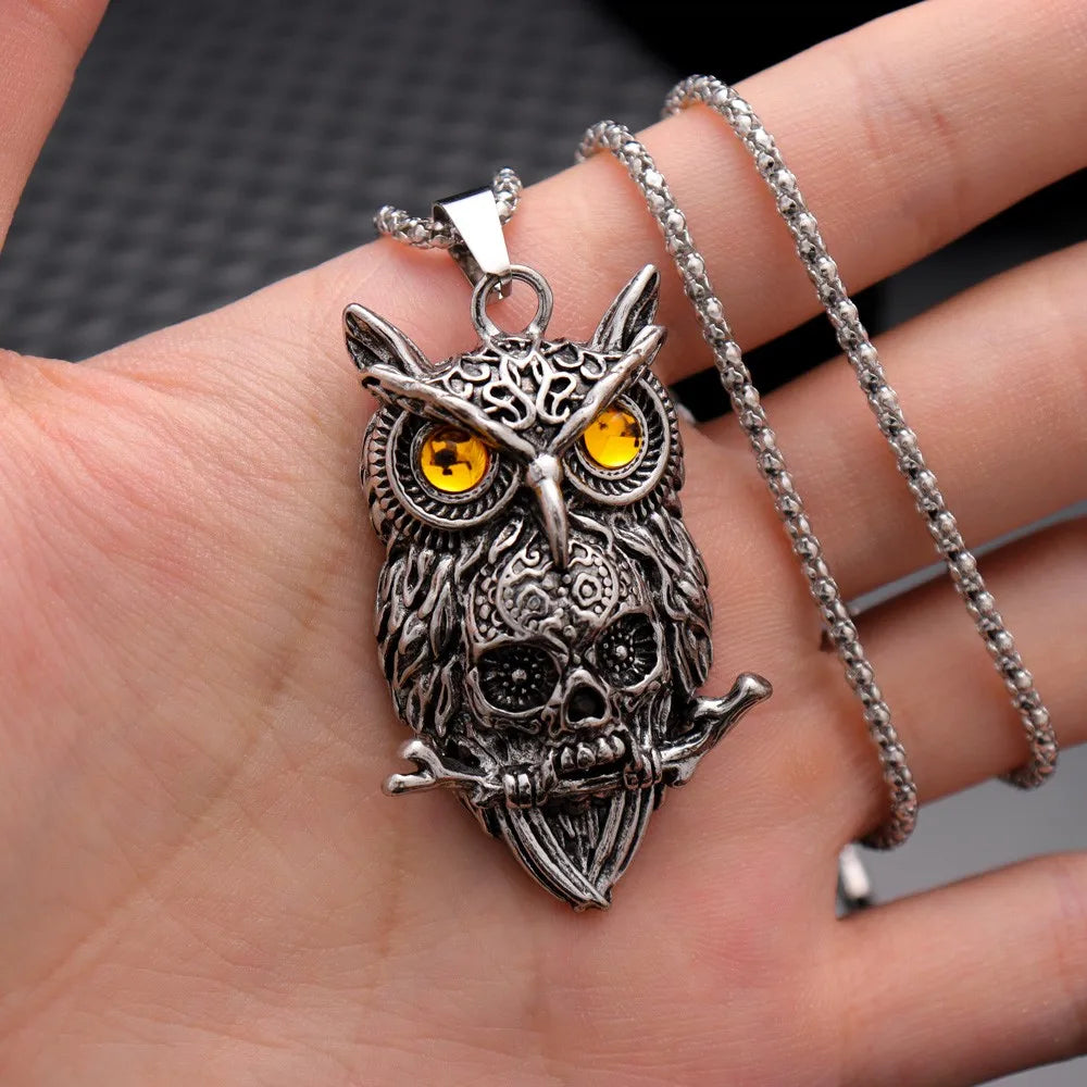 Demonia Skull Owl Pendant Necklace