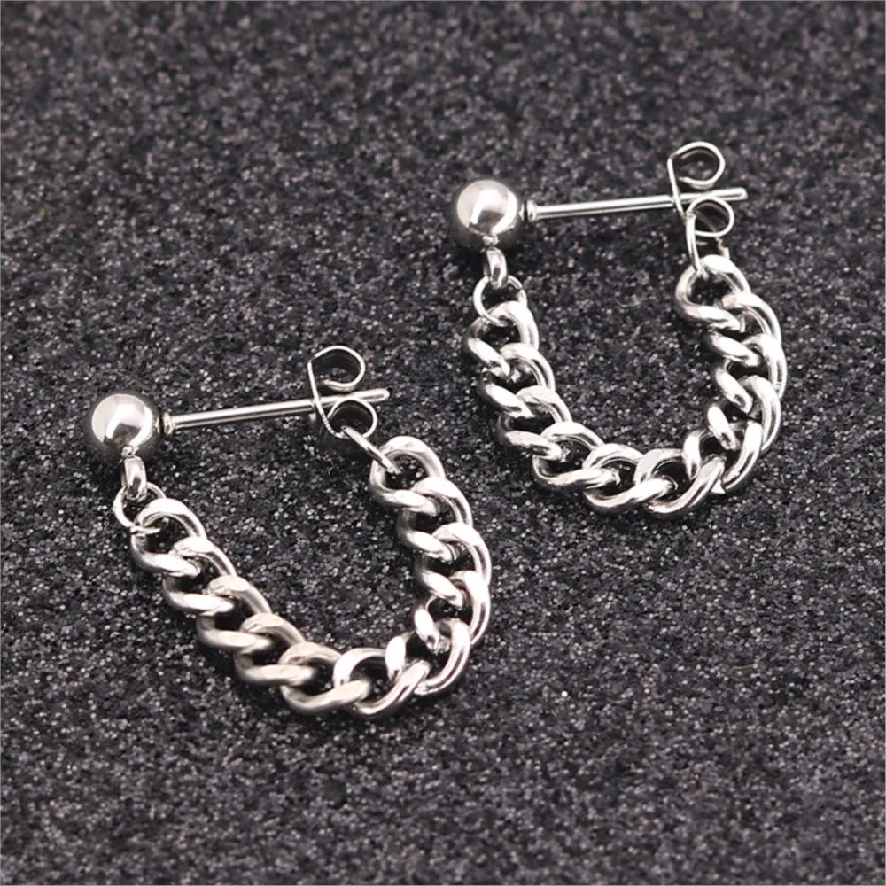 Demonia Punk Chain Stud Earrings