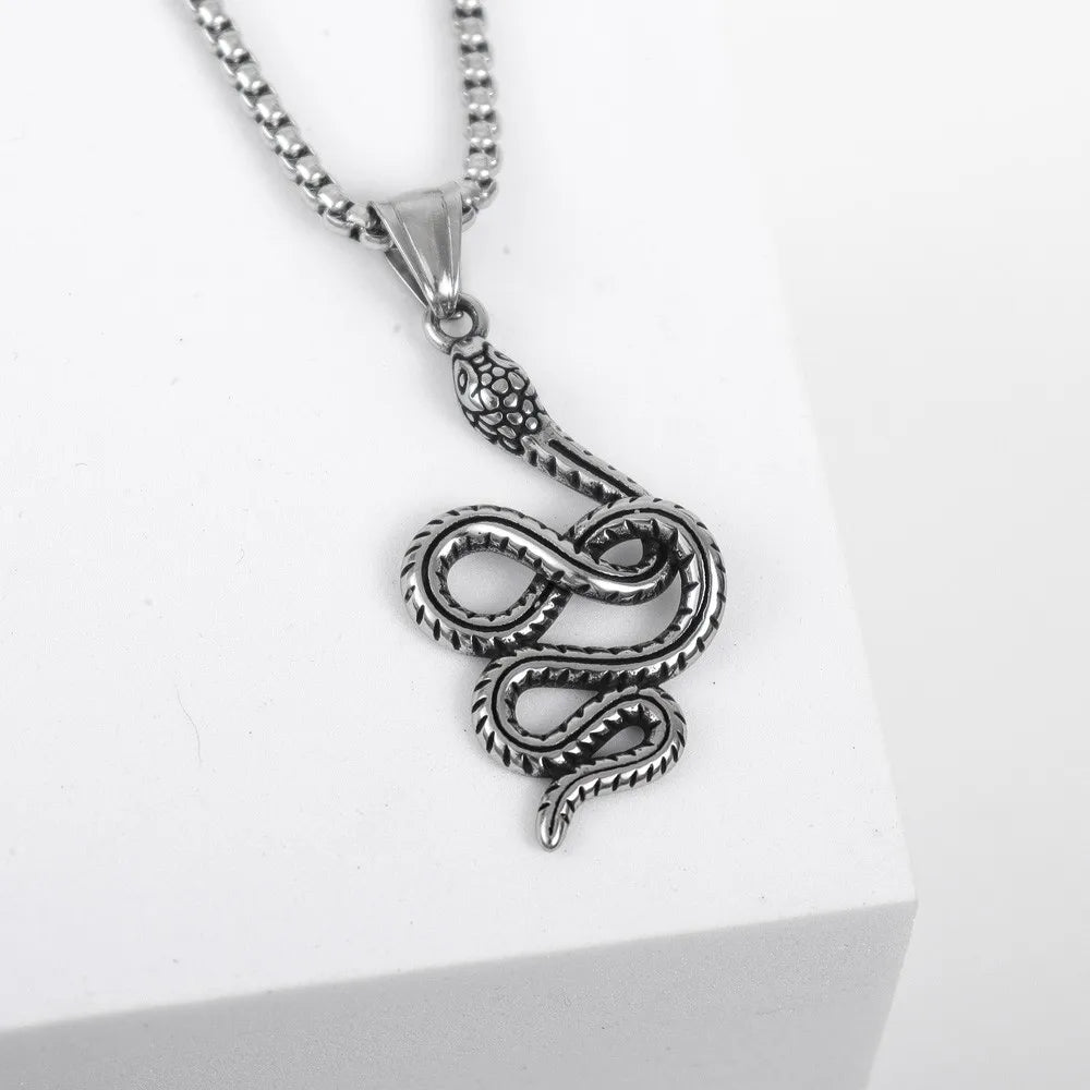 Vintage Fashion Snake Pendant Charm Men's Necklace Christmas Gift Valentine's Day Gift Protector Jewelry Accessories