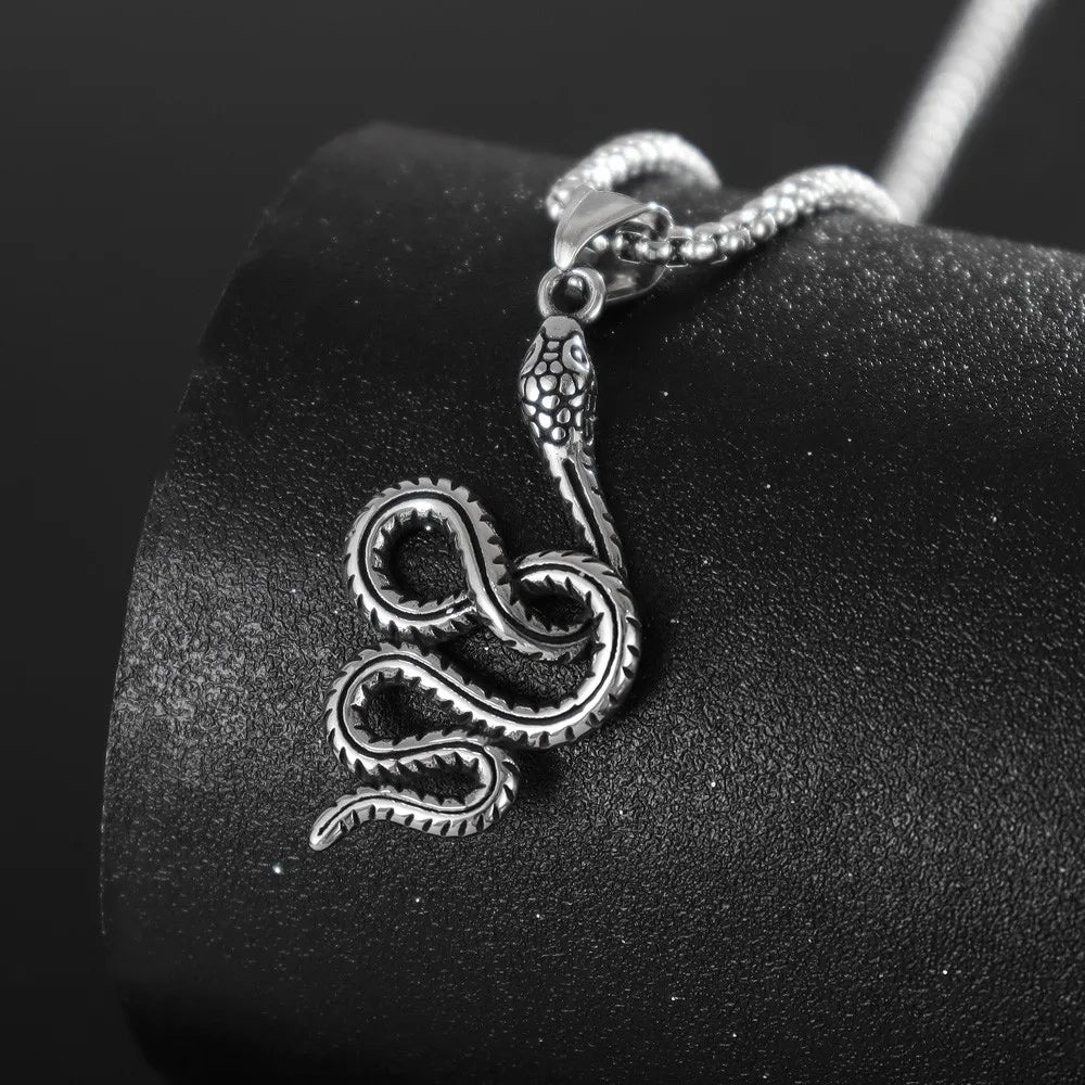 Vintage Fashion Snake Pendant Charm Men's Necklace Christmas Gift Valentine's Day Gift Protector Jewelry Accessories