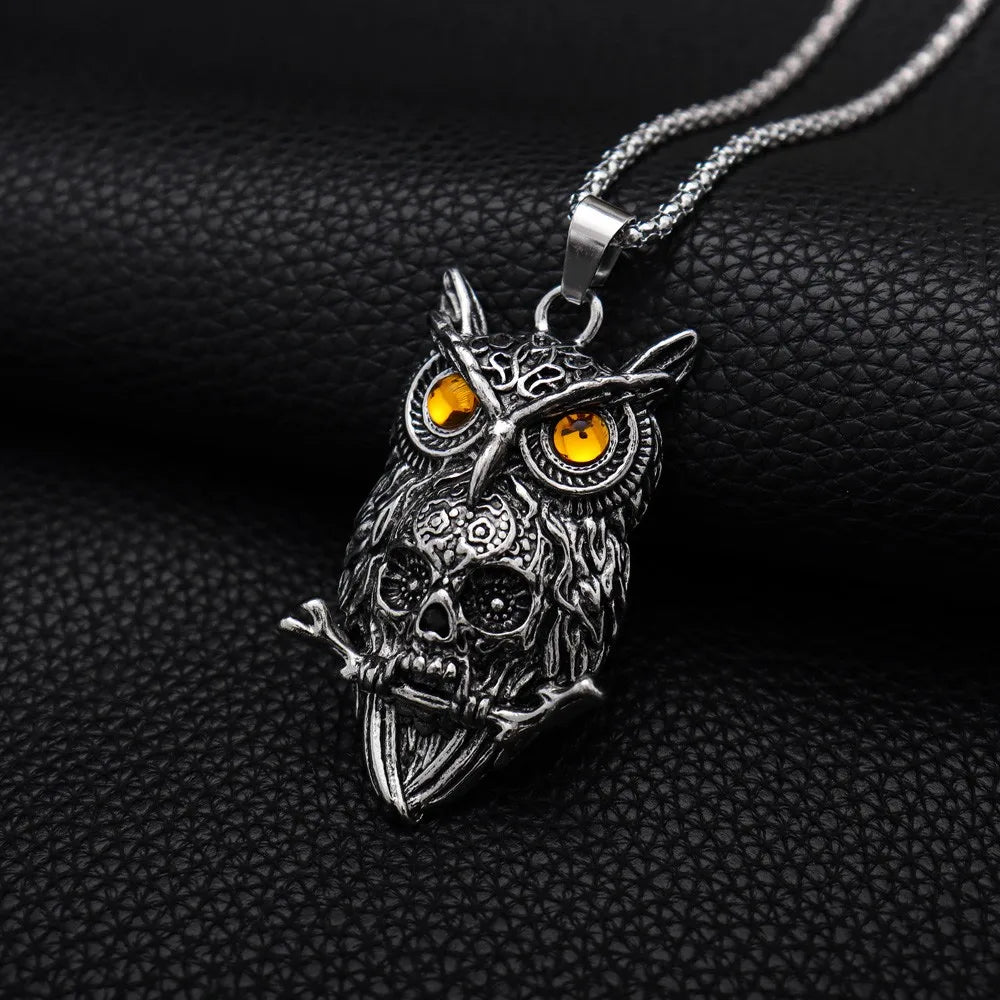 Demonia Skull Owl Pendant Necklace