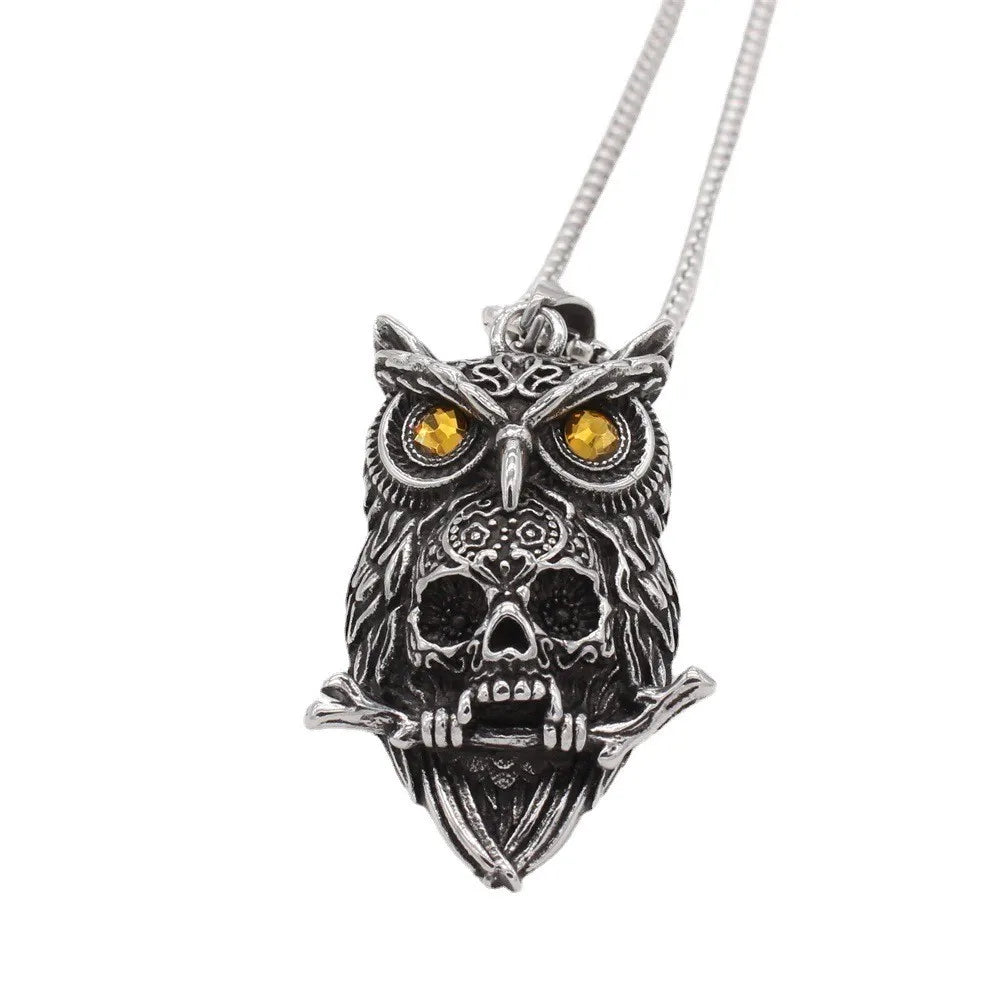 Demonia Skull Owl Pendant Necklace