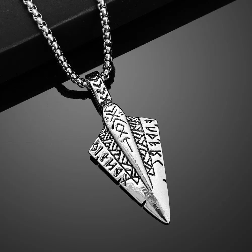 New Trendy Double sided Viking Arrow Pendant Necklace Charming Men's Necklace New Fashion Retro Jewelry Accessorie Festival Gift