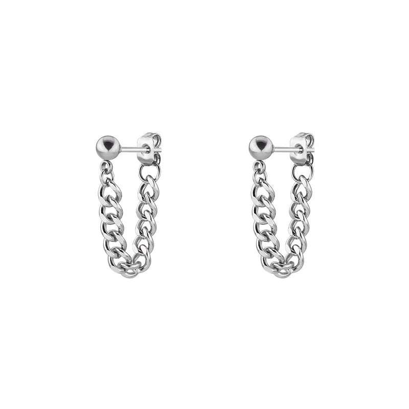 Demonia Punk Chain Stud Earrings