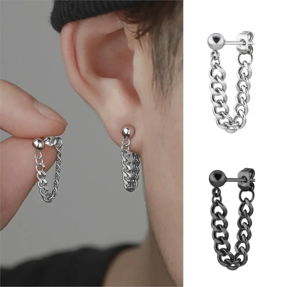 Demonia Punk Chain Stud Earrings